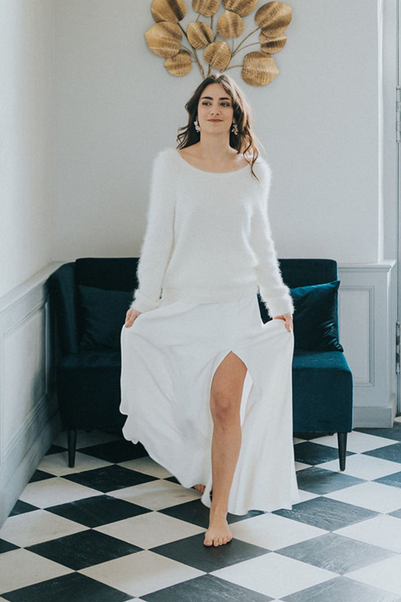 VICTOIRE - JUPE LONGUE FENDUE - MARIAGE Christelle Vasseur Couture