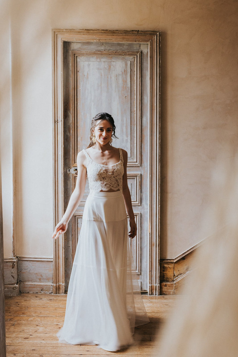 AURORE - Robe de Mariée couture en deux pièces : élégance et raffinement