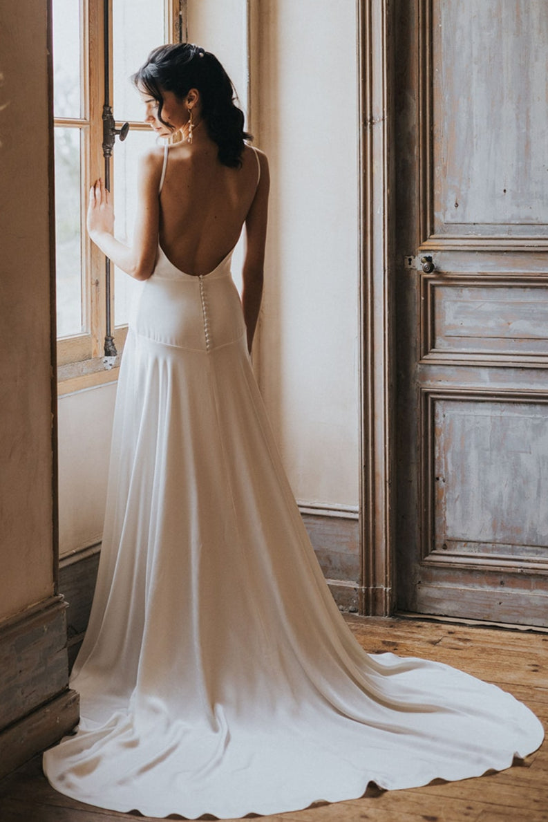 Céleste - robe de mariée simple sur mesure créatrice Christelle Vasseur