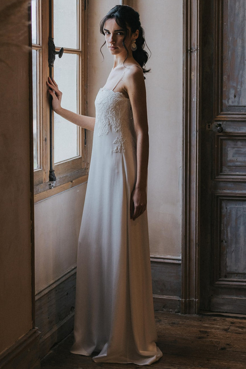 Suzanne -  Robe de mariée simple, créatrice Christelle Vasseur 